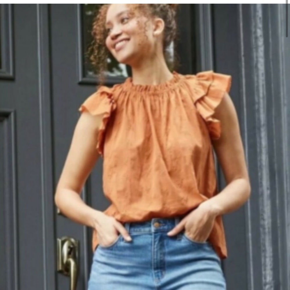 Target • Universal Thread • Embroidered Detail Flutter Ruffle Sleeve Top - Picture 2 of 4